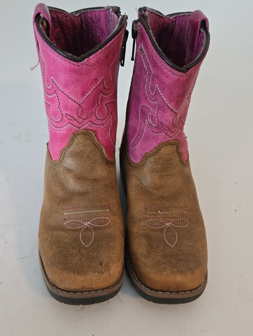 Shyanne Girls Pink And Brown Cowboy Boots Style 43920 Size 10D
